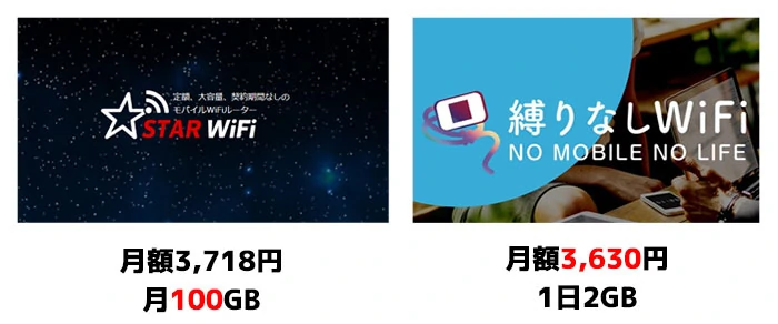 Star wifiと縛りなしWiFiの比較